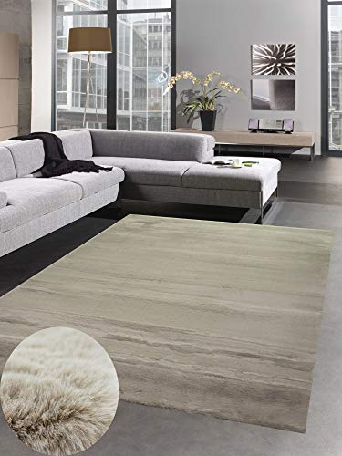 CARPETIA Teppich Rabbit Kunstfell Hochflorteppich Faux Fur beige Hellbraun Größe 120x160 cm