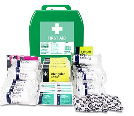 Lewis-Plast Premium Large 21-50 Persons First Aid Kit Box, Complete with Integrated Carry Handle and Wall Mounting System, Ideal for Home, Office and Sports, Green