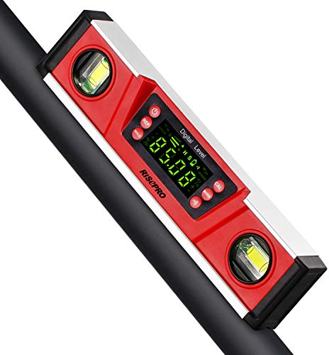 RISEPRO 10 Inches Digital Spirit Level and Protractor V-Groove Magnetic Base IP54 Protected Electronic Bubble Inclinometer, Angle Finder, Gauge w/Large VA Display
