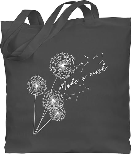 Shirtracer - Baumwolltasche - Sprüche Statement - Pusteblume Make a wish Weiß