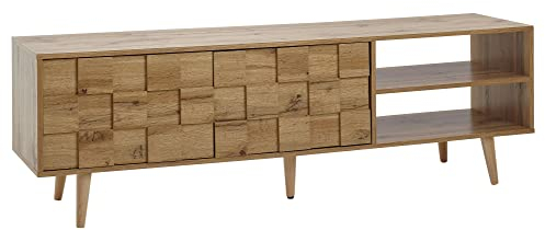 möbelando Lowboard Holz Eiche-Dekor 160x51x40 cm TV-Kommode mit Zwei Türen | Design TV-Schrank Hoch | Fernsehtisch Fernsehschrank Modern | Fernsehkommode Wohnzimmer