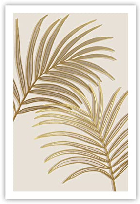Poster da Parete D'oro foglie palme Senza Cornice 61x91cm Decorativi Stampa da Parete Quadri Moderni Soggiorno Camera da Letto Cucina Decorazione Murale Wall Art Grafica Immagini - P2XPA61x91-4738