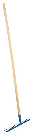 Steel Garden Rake for Hay, Leaves, Lawn, 50 cm / 20 in with 18 Tines, Ideal Gardening Tool with Wooden Handle
