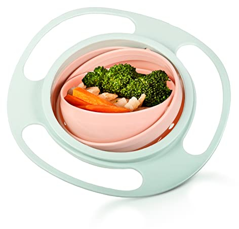 ueslwser 360-Grad-Gyro-Schüssel, unverschüttbare Babyschale, universal, Anti-Verschütten, magische Schüssel für Babys, Kinder, auslaufsichere Schüssel für Kleinkinder, Babys, Hellgrün