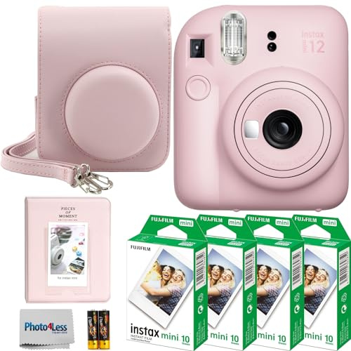 Fujifilm Instax Mini 12 Instant Film Camera (Blossom Pink) + Fuji Instax Mini Instant Film – 40 Sheets + Instant Camera Gift Bundle