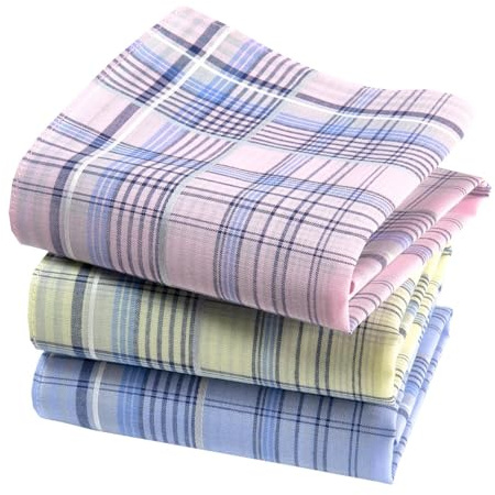 Taschentücher für Damen, Premium, 100 % gekämmte Baumwolle, 35 cm x 35 cm, 3-teilig, Modell P04, sortiert, 35cm x 35cm