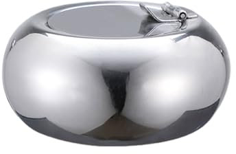 Stainless Steel Windproof, Fireproof, Odorproof Ashtray with Lid - Large Capacity for Cigarettes and Cigars - Indoor and Outdoor Use