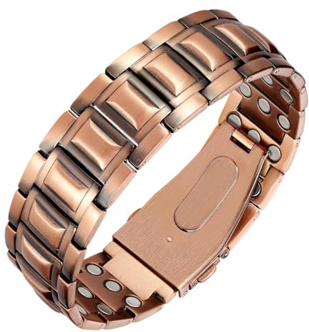 Jeracol Kupferarmband für Herren, magnetisches Armband für Herren, mit 3 ultrastarken Magneten (je 3800 Gauß), einzigartiger Faltschließen-Armband mit Einstellwerkzeug und Schmuck-Geschenkbox.