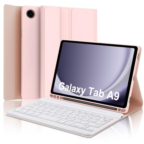 IVEOPPE Funda para Samsung Galaxy Tab A9 8.7 Pulgadas 2023, Bluetooth Desmontable con Español Ñ, Rosa
