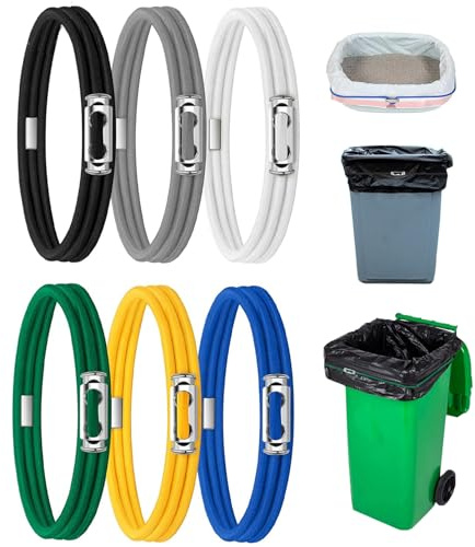 6 Pcs Ceinture de Sac à Ordures de Cuisine,Elastique Caoutchouc,Bandes de sac Poubelle de Ccuisine Pour des Poubelles de 13 à 30 Gallons,Peut Maintenir les Sacs Poubelles en Place