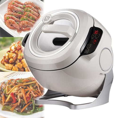 LINTAIZUO Máquina de Cocina Multifuncional, 2000W, Máquina de Cocción Automática Inteligente de 6L, Ajuste de Olla de 3 Engranajes, con Rotación de 360° y Calefacción Integral 3D