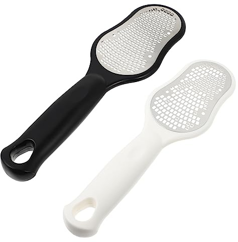 Foot Rasp With Lid 2pezzi in Acciaio Inossidabile | Pedicure File Doppia Faccia, Design Ergonomico, Nero e Bianco, per Calli e Pelle Morta
