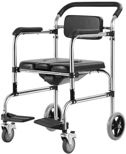 Fahrbarer Toilettenstuhl Nachtstuhl,Nachtstuhl für Erwachsene,Duschstuhl mit Rollen,Commode Toilet Chair for Bedroom,WC-Stuhl für Senioren Behinderte und Schwangere A