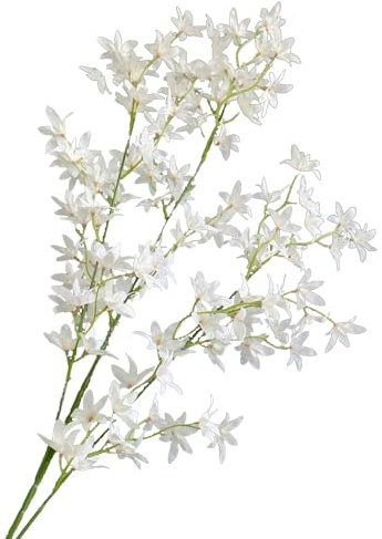 Mokylor 5 Stück Künstliche Delphinium-Blumen, 99,9 cm, Künstliche Blumen, Große Seidenblumen mit Stielen, Echte Kunstblumen für Hohe Vasen, Künstliche Blumen, Florale Tafelaufsätze für(Weiß)