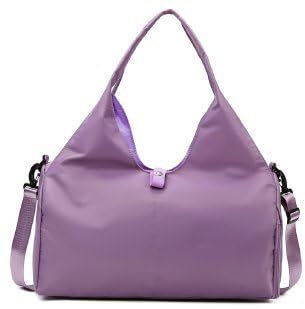 Yogatasche,Sporttasche Damen mit Schuhfach und Nassfach Tragetasche Gym Tasche Wasserdicht für Damen Yoga Schwimmen (Lila)