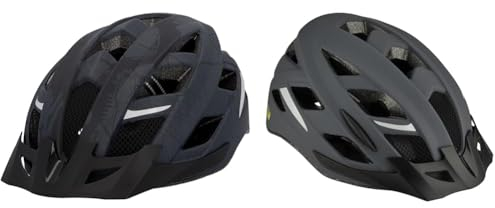 FISCHER Erwachsene Fahrradhelm, Radhelm, Cityhelm Urban Plus Brooklyn & Erwachsene Fahrradhelm, Radhelm, Cityhelm Urban Levin, L/XL, 58-61cm, grau, mit beleuchtetem Innenring-System