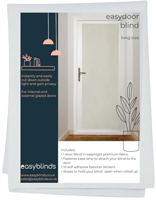 Easyblinds Easydoor blind for glazed doors, quick fix instant blind, white, full door narrow width, self-adhesive attachments, cut to size and shape as required