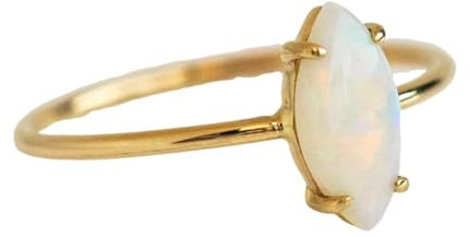 Whoiy Bandring Gold 585 Damen, Eheringe Verlobungsring 14k Echt Gold mit Opal Marquise Solitär Trauring für Frauen Gr. 57 (18.1)