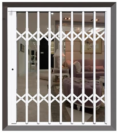 XILYZMO Sicherheits-Fenstergitter Den Außenbereich, Einziehbare, Selbst Zu Installierende Gitter Im Inneren, Mit Diebstahlsicherung, Faltbares Schutzgitter Aus(100x120cm)