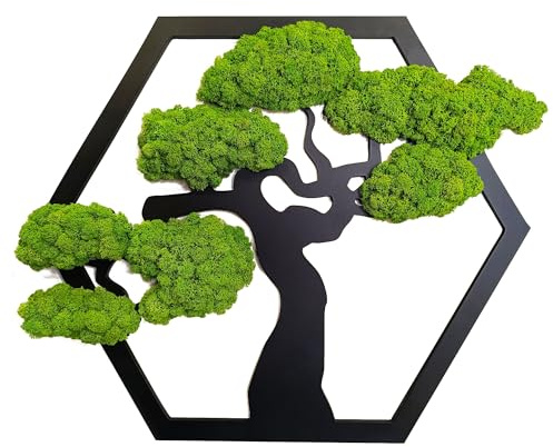 Scandinavian Moss Moosbilder in Form Eines Baumes - Schön Aussehender Wand Baum - Bringen Sie Leben Ihre Wohnung - Wandbild aus Natürlichen Rohstoffen und Deko Moos 50cm
