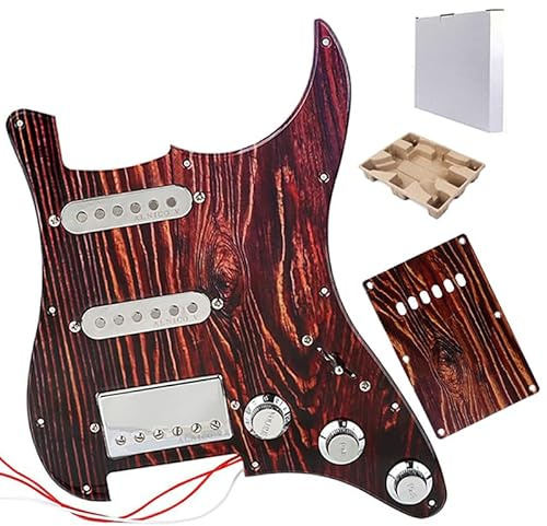 Ogdni Vorverdrahtetes Schlagbrett, Gitarren-Pickguard mit SSH-Tonabnehmer-Set, für 3-lagigen Stratocaster Pickguard Loaded High Output Alnico V Single Coil Humbucker Pick-ups, Ersatzteile