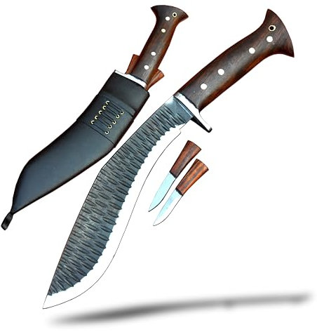25,4 cm lange geschmiedete Kukri-Machete – handgefertigter nepalesischer Khukuri, inklusive Karda- und Chakmak-Griff aus Palisander, Lederscheide, für den Innen- und Außenbereich, echte