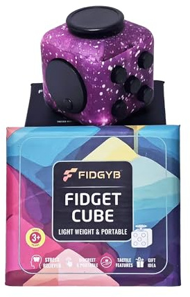 FIDGYB Fidget Cube Anti-Stress-Würfel für Erwachsene & Kinder, glattes, leises sensorisches Spielzeug bei Angstzuständen, Fokus & ADHS [Sternenklar]