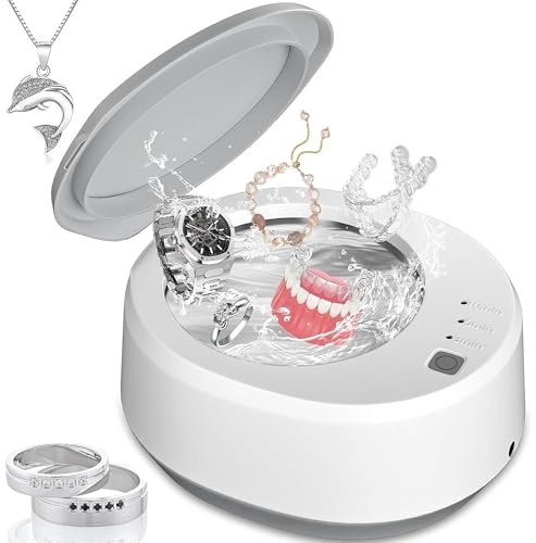 WDEC 200ml Nettoyant Ultrasonique Pour Prothèses Dentaires, Gris, Nettoyant Ultrasonique Portable Avec Lampe Uv, 45khz, 3 Modes De Temps, Capable De Nettoyer Les Broches, Bijoux, Bagues