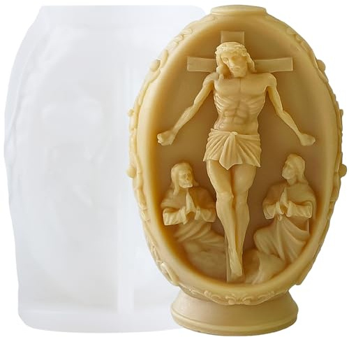 XIAOSHUI Easter Egg Candle Mould Jesus Candle Silicone Moulds Easter Resin Casting Moulds for Candle Home Decorate Mould Candles Making Mould Aromatherapy Candles Gypsum Clay Craft