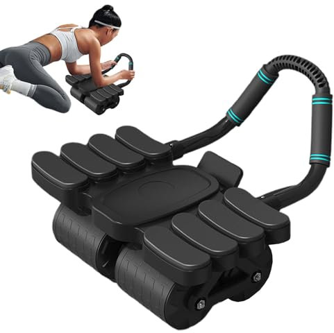 Bauchroller, Automatische Rebound Bauchrolle Mit Kniepolster, Bauchmuskel Trainingsrad Mit Automatic Rebound Abdominal Roller Und Ellenbogenstütze Vier Räders, Bauchmuskel Trainingsrolle