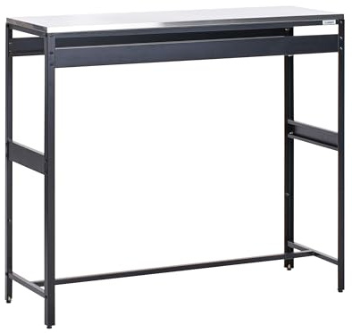 Beliani Table de Bar en Acier Inoxydable Accessoire Cuisine Extérieur Meuble de Rangement Noir Maenza