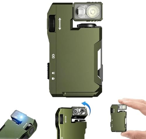 XiChiu Lampe de poche EDC rechargeable G5 - 400 lumens - Double source de lumière - Étanche - Petit porte-clés magnétique - Pour extérieur, camping et situations d'urgence - Vert