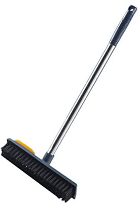 EXAOMBLE Rubber Floor Scrub Brush Scraper 38cm Pet Hair Removal Broom for Hardwood, Tile and Polished Floors Portable Cleaning Brush for Carpet and Window Grout Cleaning