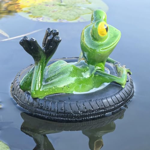 Dekofigur Garten Teich Schwimmende Frosch Deko Gartenfiguren Außen Wetterfest Harz Statue Miniteich Deko Tierfigur Gartendeko Für Draußen Teich Gartenteich Teichdeko Balkon Miniteich Becken (B)