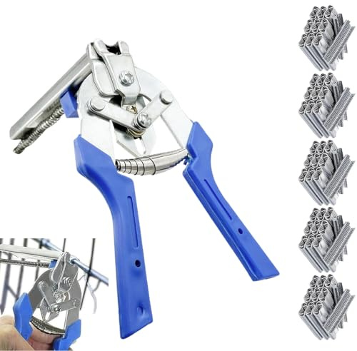 Pig Ring Pliers, Quick Fence Pliers with M Clips, Manual Installation and Repair Tools for Animal Cages, Fencing, Wire, Automotive Cushioning, D Works