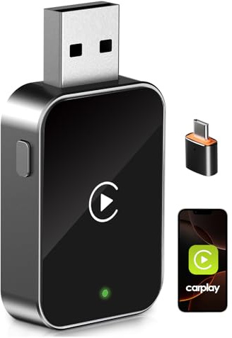 Wireless CarPlay Adapter – PARPAT Kabellose Umwandlung via USB/Type-C, Kompatibel mit iPhone, Stabile Verbindung, Keine Verzögerung, Für Fahrzeuge mit kabelgebundenem CarPlay