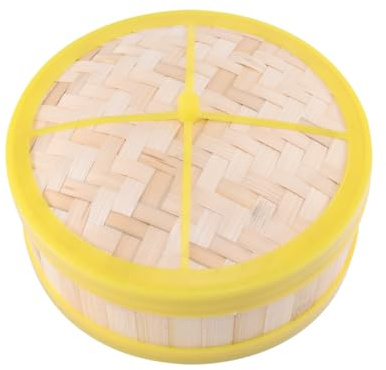 Luxshiny Bamboo Steamer Basket Lid 20cm Single Tier Bamboo Steamer for Cooking Dim Sum Dumplings and Vegetables