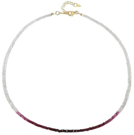 Cavill Edelstein-Silberhalskette mit 56,316 ct tansanischen Rubinen & weißen Saphiren, vergoldetes 925er Sterlingsilber, elegantes Perlen-Collier, 45-50 cm Länge