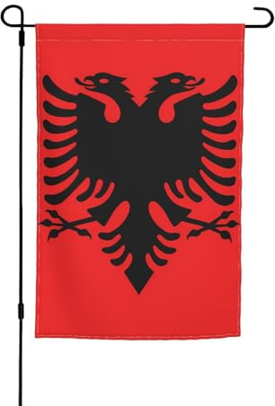Albanische Flagge Gartendekoration Flaggen Langlebiges und stilvolles Design für alle Jahreszeiten, geeignet für Terrassen, Balkone, Rasenflächen