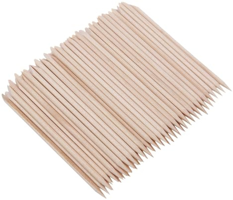PartyKindom 100 Pezzi Bastoncini in Legno d'Arancio per Unghie Doppia Punta, Resistente e Multifunzione per Manicure e Rimozione Cuticole