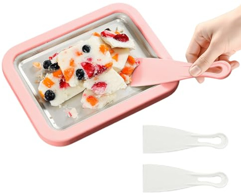 1. Gelato arrotolato per yogurt istantaneo, grande vassoio per congelamento con spatole, piastra refrigerante in metallo, kit per la preparazione rapida di dessert, per adulti, casa, cucina, riunione