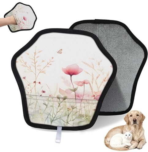 JMAVZWS Farmhouse Floral Butterfly Pet Hair Removal Glove Reusable Electrostatic Pet Hair Gloves for Dogs & Cats Hair Remover Mitt for Couch Furniture Carpet Car Seat 1 Pcs