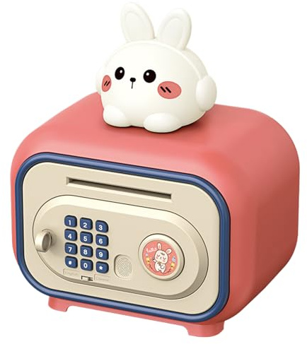 Kindertresor | Sichere automatische Box, niedlich, mit Geheimcode und Fingerabdruck, sichere Bank – für Weihnachten und Haus, 4-10 Jahre, Mädchen und