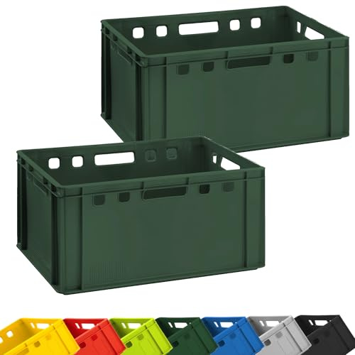 Fleischkiste E3 60x40x30 cm Eurobox 2er Set Dunkelgrün lebensmittelecht | BURI, lebensmittelecht, stapelbar, Kunststoff, Made in Germany, Lagerbox, Transportbehälter, belastbar, langlebig