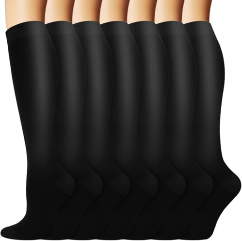 ACTINPUT Kompressionsstrümpfe Damen und Herren,7 Paar Kniestrümpfe Stützstrümpfe kompressionssocken Compression Socks Laufstrümpfe für Flug,Sport,Reisen, Radsport, krankenschwester