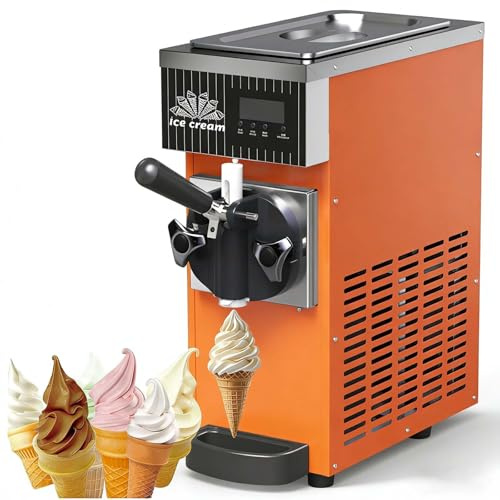 SIEEOUR Softserve-Gerät 450w, Tisch-Soft-Eis-Maschine Mit 4-5 Kg/H Ausbeute, Lcd-Display Auto Reinigung, Einfache Bedienung, Perfekt Für Hobbyköche, Partycatering, Restaurants, Dessertläden(Orange)