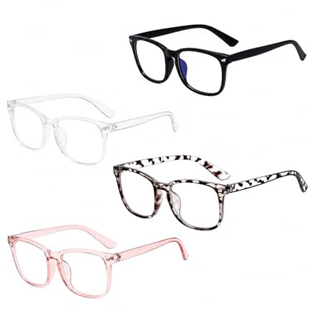 4PCS Kids Blue Light Glasses, Blue Light Blocking Glasses for Children, Lightweight Kids Glasses with Clear Lens, Flexible Frame Unisex Glasses for Screen Time Reading Tablet Computer Learning