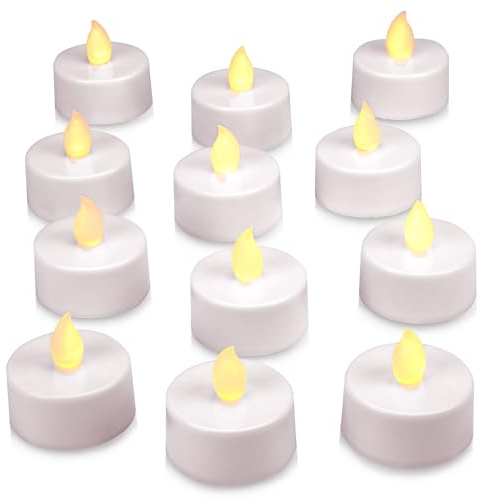 Nipach GmbH 12er Set LED Teelicht weiß - batteriebetrieben mit Timer - Teelichtkerzen Xmas Romantiklichter Entspannungslicht Weihnachtsdeko für Innen