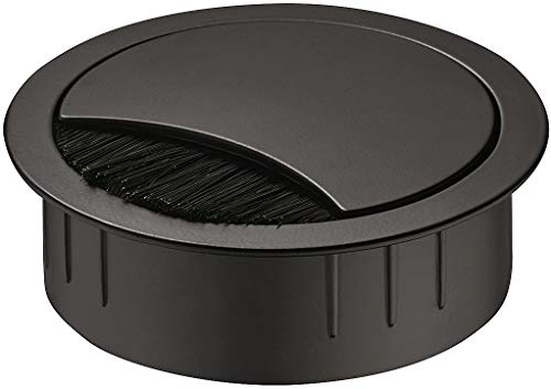 Gedotec Kabeldurchführung Schreibtisch Kabeldurchlass schwarz - Samos | Metall Kabelführung zum Eindrücken | Kabeldose Bohr-Ø 60 mm | 1 Stück - Stahl Kabelausgang rund für Büromöbel, Tisch, Wohnmobil