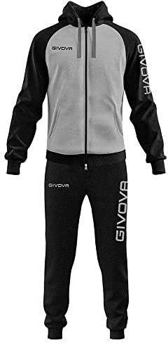 GIVOVA TUTA SUPER KING FELPA GRIGIO MELANGE CHIARO/NERO Tg. L